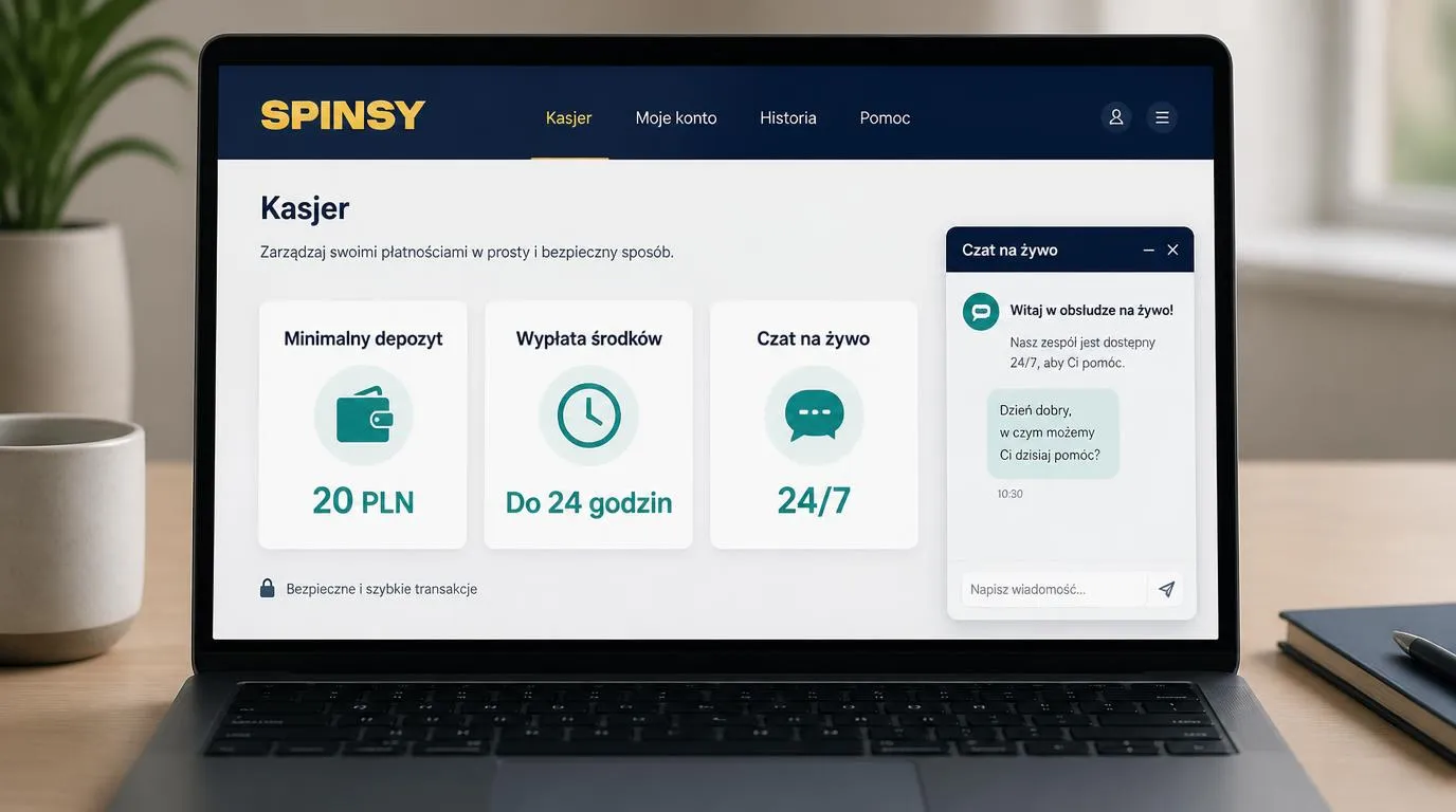 Panel kasyna z minimalnym depozytem 20 PLN, wypłatą do 24 godzin i czatem dostępnym przez całą dobę